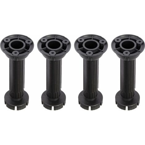 4x pied de meuble réglable complet vérin hauteur H = 150mm rond plastique plinthe cuisine salle de bain base socle support (1/2)