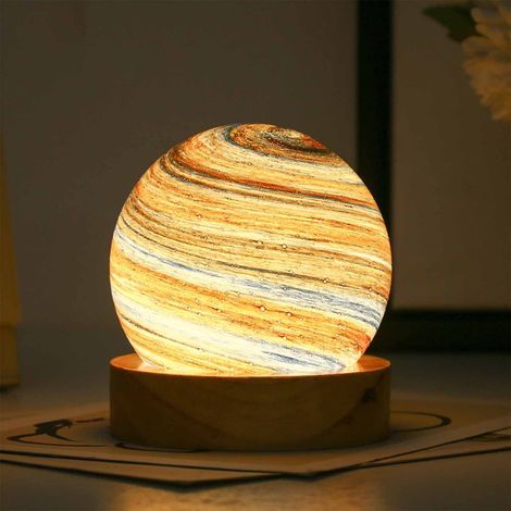 Veilleuse de chevet, lampe de table rechargeable tactile à trois couleurs et à intensité variable, effet coucher de soleil (1/5)