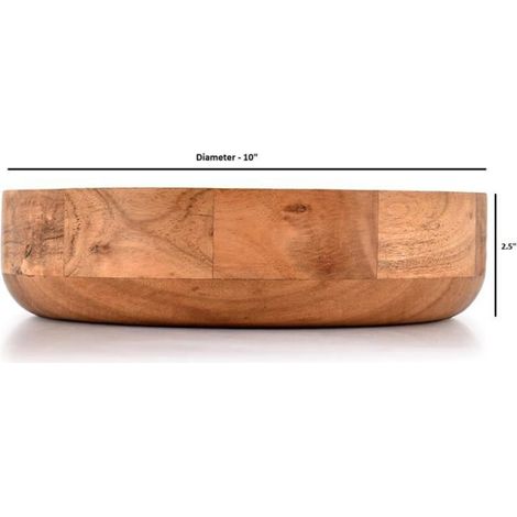 Bol En Bois - Acacia Massif - Diamètre 25,4 Cm - Pour Fruits Desserts Et Collations - 1 Pièce (1/4)