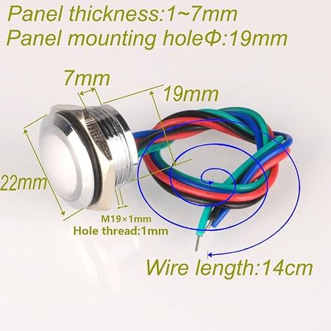 4 pièces 12V-24V RGB Triple Voyant LED en Métal 19mm Lampe de Signalisation Etanche avec Fil (1/3)
