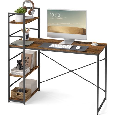 Bureau informatique - leobert - brun rustiquepieds noirs