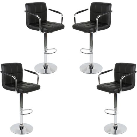 4er Set Barhocker Drehbar Küchenhocker Tresenhocker Bar Kunstleder Hocker- Schwarz