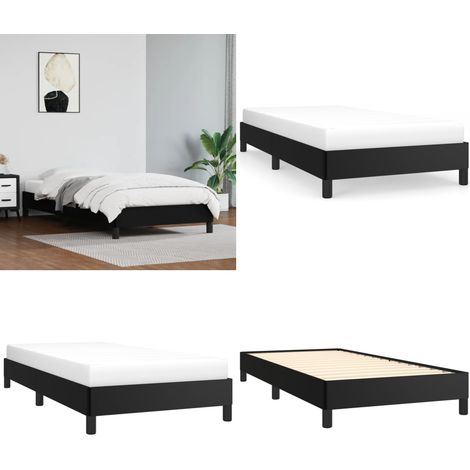 Bettgestell Schwarz 90x200 cm Kunstleder - Bettrahmen - Schlafzimmermöbel - Doppelbett - Boxspringbetten - Kunstlederbett - Home & Living (1/5)