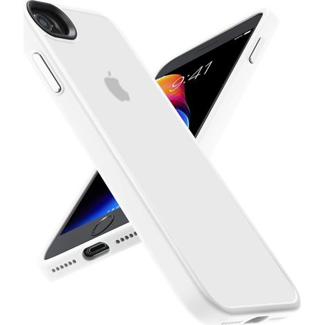 Custodia antiurto per iPhone SE 2020/2022 - Testata contro le cadute, cover posteriore rigida traslucida, custodia protettiva ultra sottile per iPhone SE/8 (4,7 pollici), bianco opaco. (1/2)