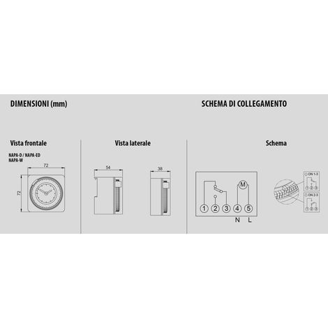 VEMER VE049300 NAPA ED - Interruttore Orario Elettromeccanico a Cavalieri, Programmazione Giornaliera, Installazione a Parete, Pannello o Barra DIN, Grigio Chiaro