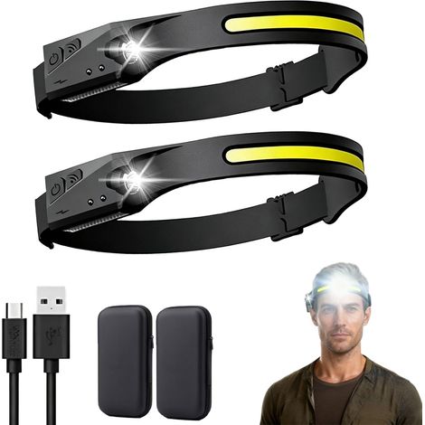ArkenLite LED Headlamp,Arkenx Lampe Frontale 230° Rechargeable USB Motion Sensor, IPX4 Waterproof Ultra-Light Headlamp for Hiking, DIY, Camping, Fishing (2 pcs) (1/5)