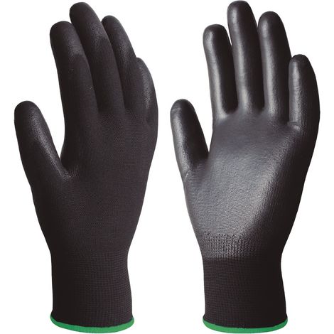 Guantes de poliéster y palma de poliuretano (Talla 9) color negro (1/5)