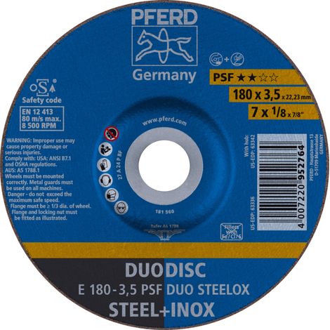 PFERD TOOLS DUODISC Trenn-/Schleif. E 180x3,5x22,23 mm gekr. Uni.-Linie PSF DUO STEELOX f. Stahl/VA 10 Stk (1/5)