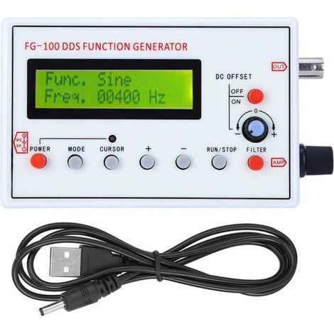 Functional DDS signal generator 1Hz-500kHz – Sine, square, and triangular outputs – ±10V amplitude – For electronic testing – USB 1Hz (1/5)