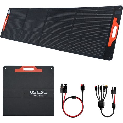 OSCAL PM200 Pro 200 W faltbares tragbares Solarpanel, 23 % monokristalline Zellen, ETFE IP67, MC4 5-in-1 für Wohnmobile