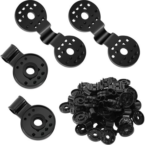 40 Clips de Fixation, Plastique Rond Noir, Trou pour Corde, Filet Ombrage Jardin (1/5)
