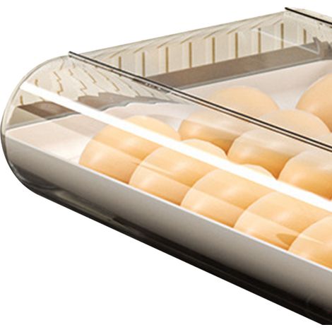 Boîte à œufs pour réfrigérateur, récipient de conservation des aliments, organisateur de cuisine, support à œufs, boîte à œufs de type tiroir, blanc glacier. (1/5)