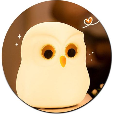 Lampe Hibou Multicolore - Veilleuse Hibou - 9,7 × 9,7 × 11,2 cm - USB - Rechargeable - LED - Lampe en silicone souple à couleurs changeantes - 1200 mAh - Blanche (1/5)