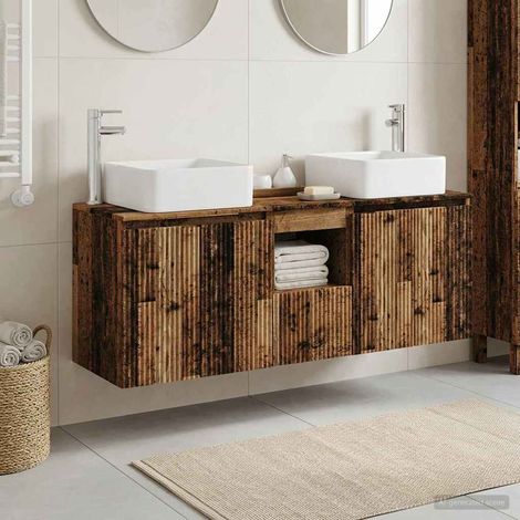 vidaXL Bathroom Cabinet Set 3 pcs Old Wood 135 x 35 x 80 cm (1/5)