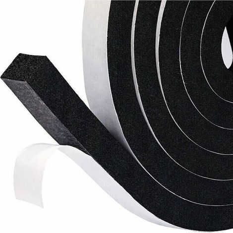 Joint Porte Fenêtre en mousse Adhésive boudin bas de porte 15mm x 8mm x 2m Joint de l’Anticollision et l’Insonorisation Coupe vent, Mousse noir film blanc (1/5)