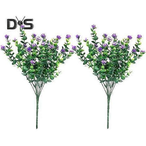 Lot de 2 fleurs artificielles réalistes et éclatantes, pour la décoration de votre maison, jardin ou extérieur.violet (1/5)