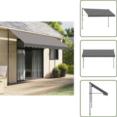 Auvent de fenêtre - vidaXL Auvent rétractable anthracite 350x150 m tissu et acier - Auvent en acier (1/5)