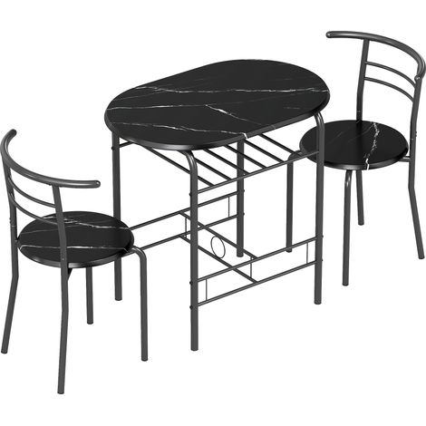 Set Tavolo Moderno con 2 Sedie per Sala da Pranzo Design Salvaspazioin MDF e Metallo Marrone e Nero (1/5)