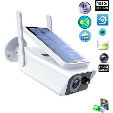 Trade Shop - Panel Solar Camara Wifi 2mpx Infrarrojos Sd Sensor De Movimiento Abq-q1 - (1/5)
