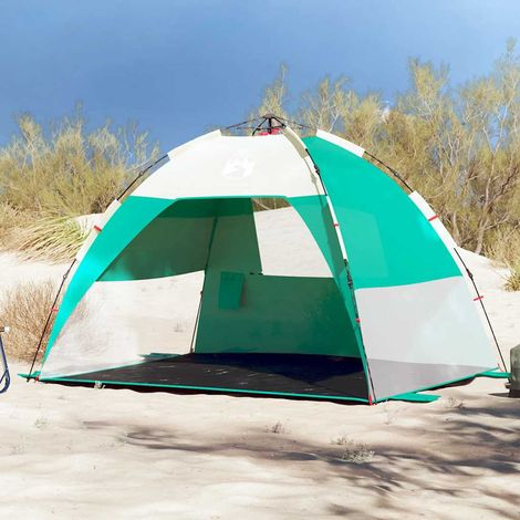 vidaXL Tienda de playa 2 personas impermeable apertura rápida verde (1/5)