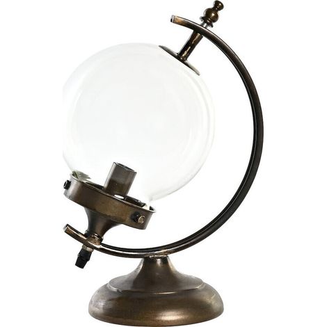 Lampe de table vintage globe doré en métal et verre élégant - doré vieilli et verre transparent (1/5)