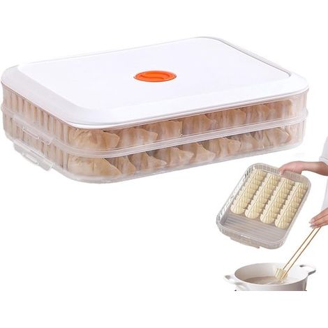 Adatto per contenitore per ravioli Capacità frigorifero Contenitore per alimenti Coperchio congelatore a 2 livelli Salvaspazio (1/5)