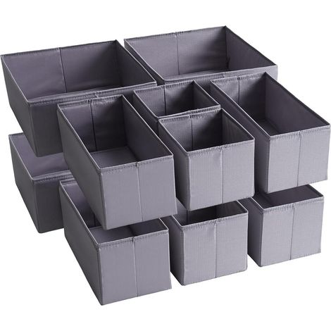 TYEERS Schubladen Organizer 6er-Set Dunkelgrau Stoff Aufbewahrungsboxen (1/5)
