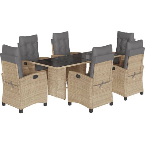 vidaXL Set Pranzo da Giardino 7 pz con Cuscini Beige Misto Polyrattan (1/5)