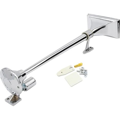 Klaxon à Air à Trompette Unique Super Puissant 150dB chromé avec Valve électrique pour Camions Suv Motos Bateaux 12V/24V (1/4)
