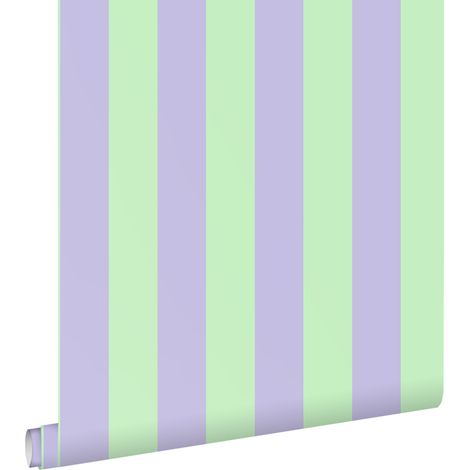 papier peint à rayures violet et vert - ESTAhome