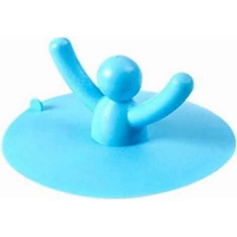 Tapón de fregadero de silicona impermeable, con forma humana, azul. (1/5)