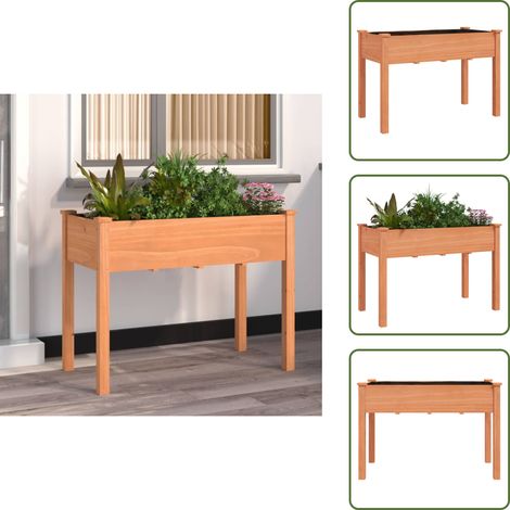 The Living Store Jardinera con forro madera maciza de abeto marrón 118x59x76 cm - Jardinera para jardín