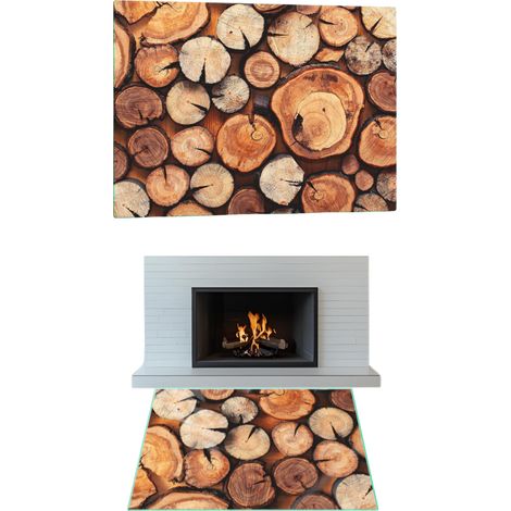 SOPORTE DE CRISTAL TEMPLADO PARA CHIMENEA. DIMENSIONES: 52 x 30 cm. MATERIAL: MADERA. (1/5)