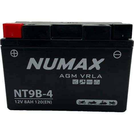 Batterie moto Numax Premium AGM YT9B-4 12V 8Ah 120A (1/2)