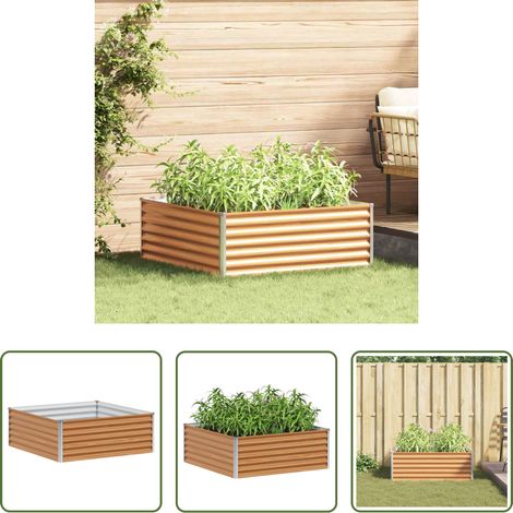 Stahl - Hochbeet Hellbraun 98 x 100 x 36 cm Verzinkter Stahl (1/5)