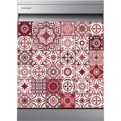 Stickers Lave vaisselle - Carreaux de ciment - 60x60 cm - Adhésif BRILLANT (1/2)