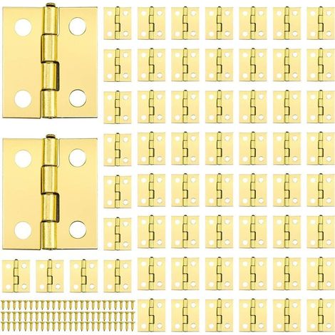 60 pièces 6 points jaune mini miniature petite charnière arrondie fer charnière mini charnière laiton,Pour meubles de maison, portes et fenêtres, etc. (1/5)