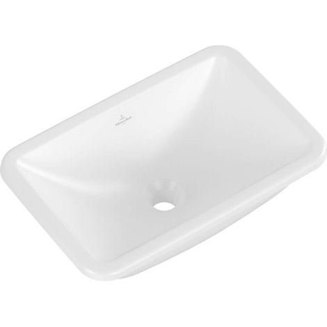 Lavabo sobre encimera rectangular 45 x 28 VILLEROY ET BOCH Loop & Friends TitanCeram piedra blanco con rebosadero (1/5)