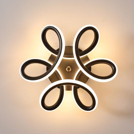Plafonnier LED, Lampe de Lustre Dia 24cm, 30W 2500lm Design Courbé Moderne Luminaire Plafonnier pour Couloir Balcon Cuisine Salle de Bain Chambre,3000K Lumière Chaude, Nior