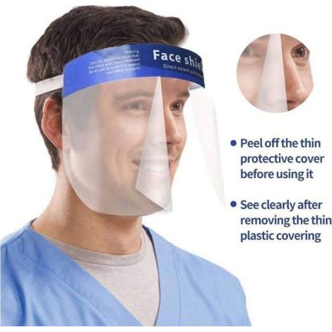 Visière Protection Visage - PET Transparent - Anti-Buée Anti-Éclaboussures - Réutilisable - Lot de 10 (1/4)