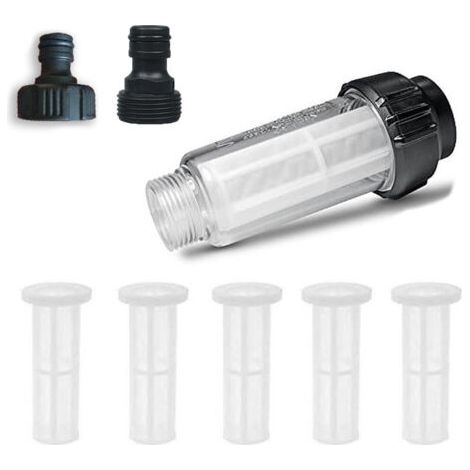 Filtre à eau avec Insert de Filtre, 8 Pcs Filtre pour Nettoyeur Filtre Tuyau Arrosage avec Raccord d'eau 3/4" pour Tous les Nettoyeurs Haute Pression (1/5)