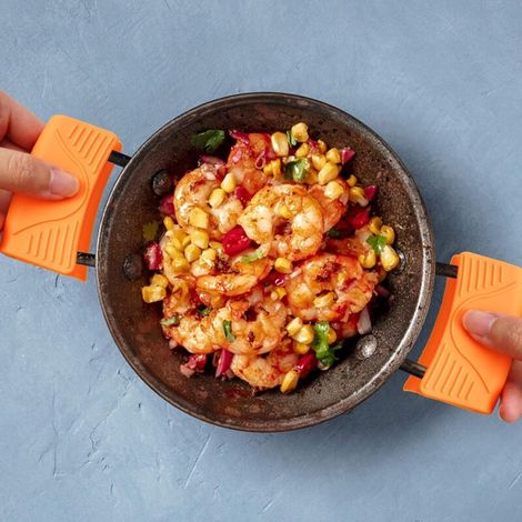 2 pcs Silicone Hot Handle Holder, Cuisine Silicone épaississement Gants Pot Holder Grip résistant à la Chaleur Silicone Pot Holder Support de poignée auxiliaire en Silicone Hot Handle Gan (1/3)