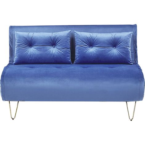Schlafsofa 2-Sitzer VESTFOLD Samtstoff Marineblau