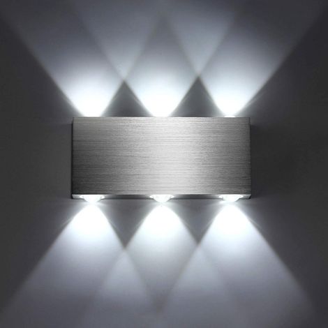 Lampadaire mural LED 6W moderne carré aluminium, éclairage intérieur haut/bas blanc froid pour chambre bureau, déco lumineuse 2 tons (1/5)