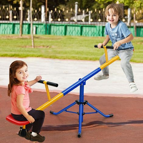 Balançoire à bascule enfant avec rotation à 360 , poignées en mousse EVA et sièges moulés, pour jardin, parc et aire de jeux (1/5)