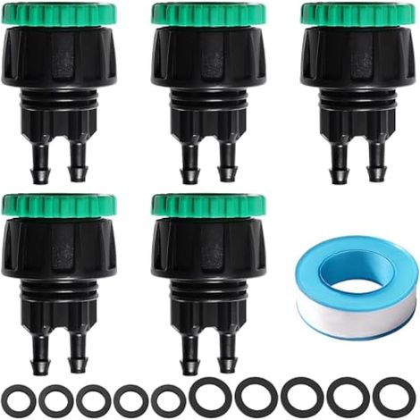 5 Pièces G1/2 G3/4 à 4/7 mm Adaptateur de Micro Irrigation, 2 Voies Micro Irrigation Raccord Rapide Convient, Raccords D'irrigation pour l'agriculture, pour Pelouses, Jardins (1/4)
