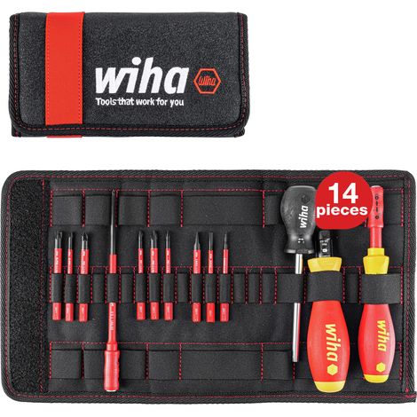 Wiha torque key screwdriver set TorqueVario-S electric (40674) mixed 14 pcs. 0.8-5.0 Nm incl. folding bag slotted,cross,PlusMinus