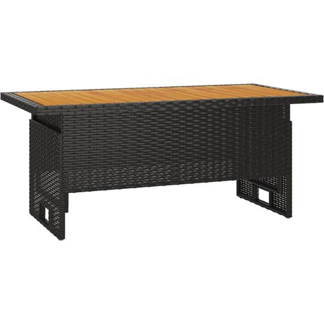Table de jardin noir 100x50x43-63 acacia et résine tressée (1/5)