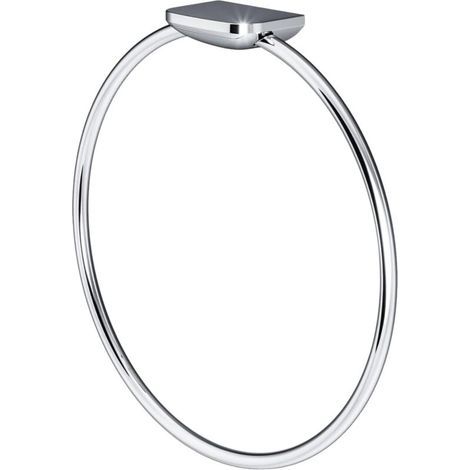 Anillo toallero de pared cromado con orificio para perforación, forma de varilla, para baño, acero inoxidable. (1/4)