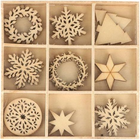 Set de Mini Formes - ARTEMIO - Flocons - 27 pcs - Bois naturel - Intérieur (1/2)
